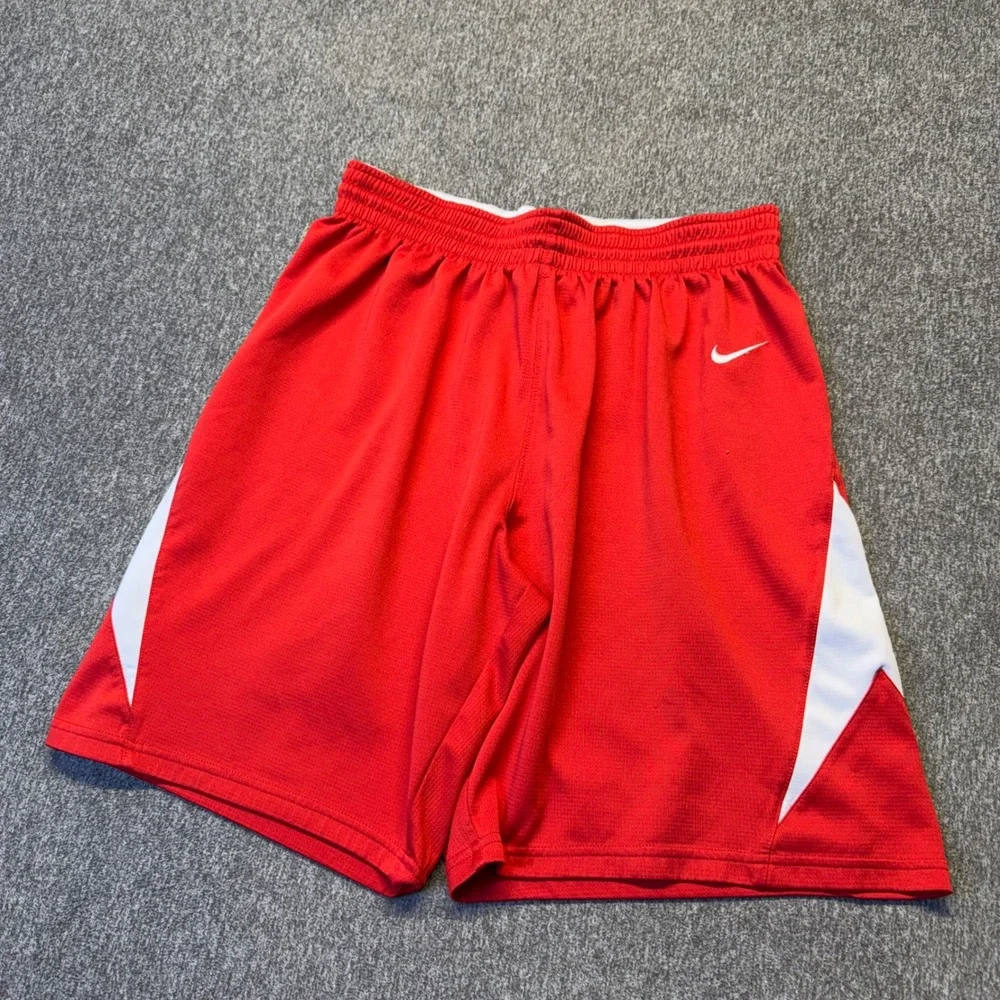 Nike Mens Dri-FIT Basketball Shorts Red White Mesh Athletic 392924-658 Size M